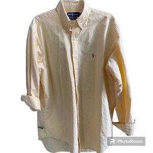 RALPH LAUREN Yarmouth Button Down Light Yellow Classic Oxford Shirt Size 16-34